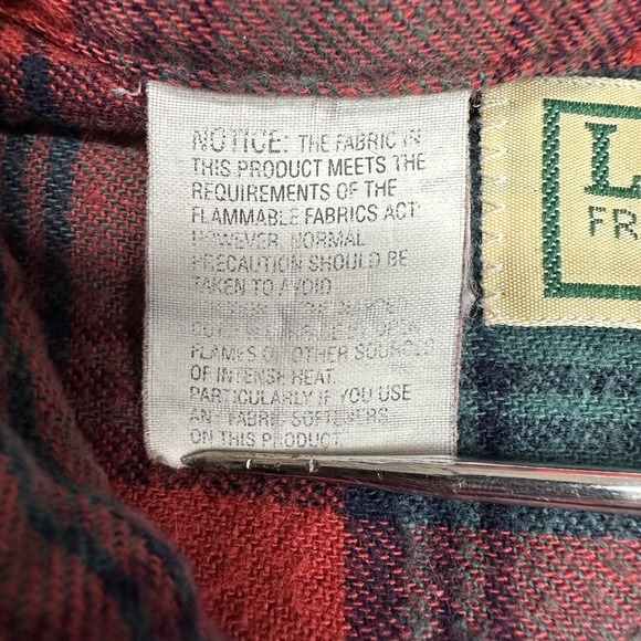 VTG LL Bean Flannel Shirt L Tall Red Green Tartan Plaid USA Made Gorpcore 90s‎ - Picture 4 of 9
